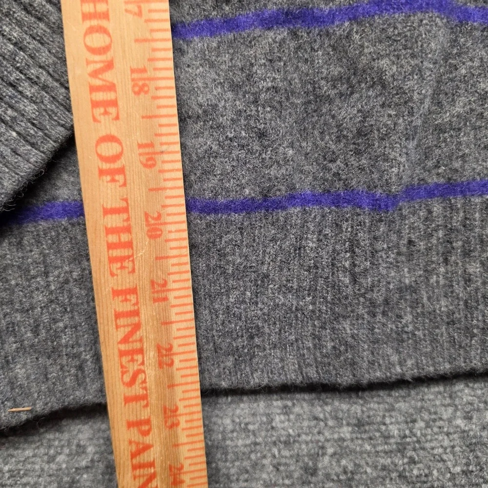 Orvis Mens XL Lambswool Sweater Quarter Zip Gray Purple Striped Outdoor Preppy